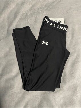 Under Armour Kids Black Performance Leggings with White Logo